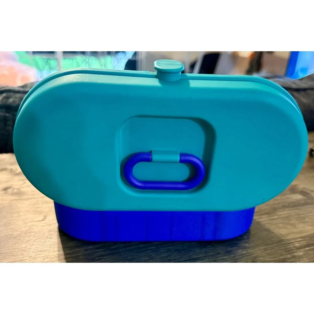 Plastic Makeup Case Kids Blue Teal Good Retro Divided Mirror Box